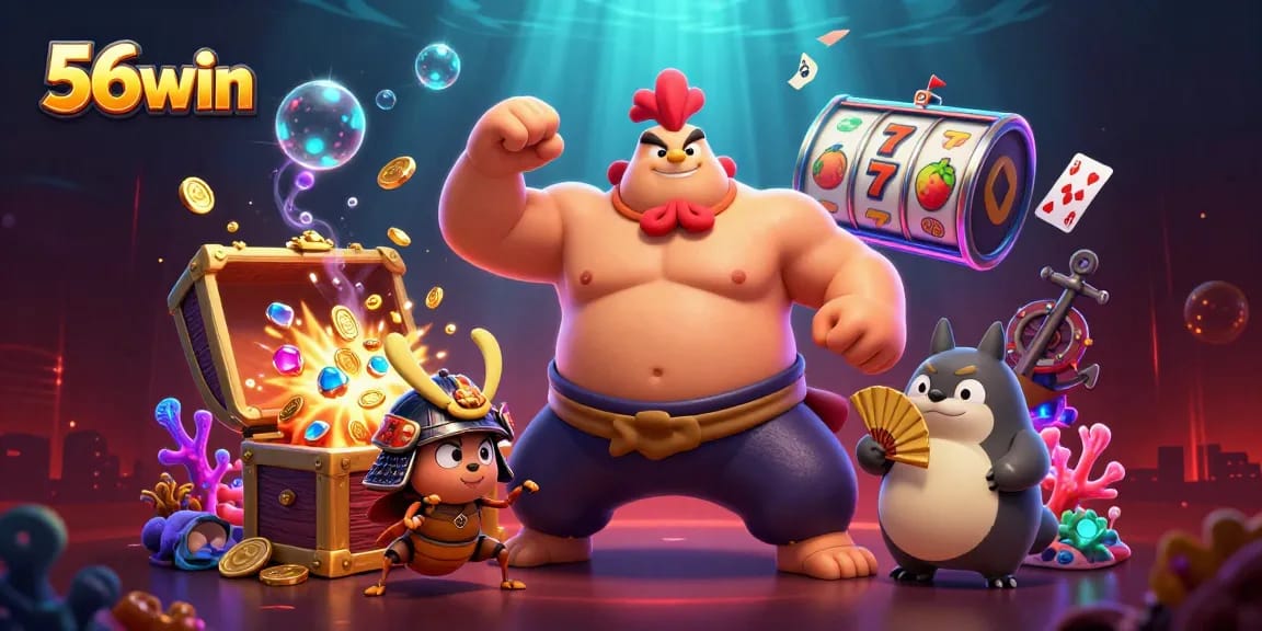 Experience big wins at 56win with vibrant casino excitement in an action-packed scene.