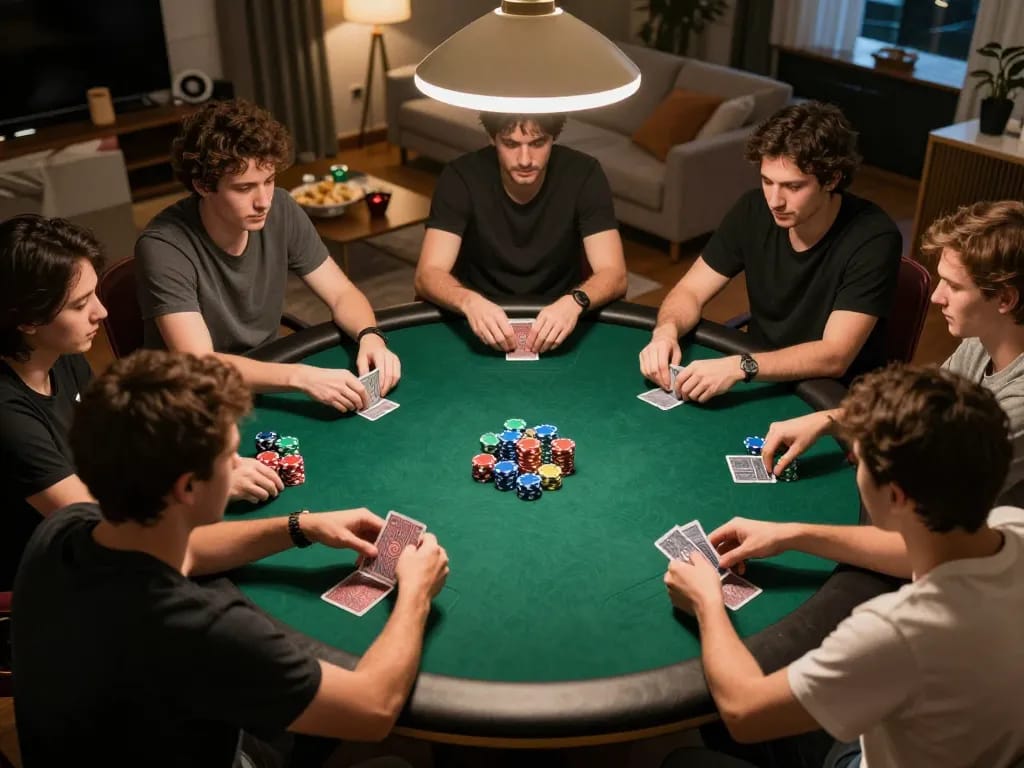Intense poker action featuring participants engaged in a game with stacks of chips showcasing strategies at GA88.