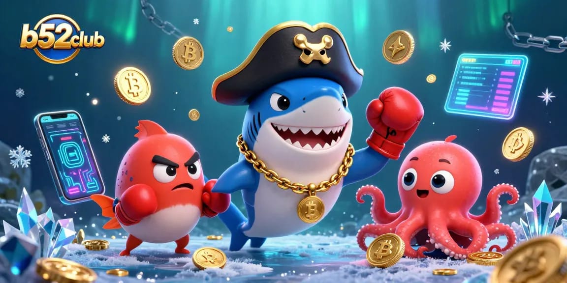 Experience the thrill of gaming with b52club's vibrant cartoon character-rich 3D casino art.