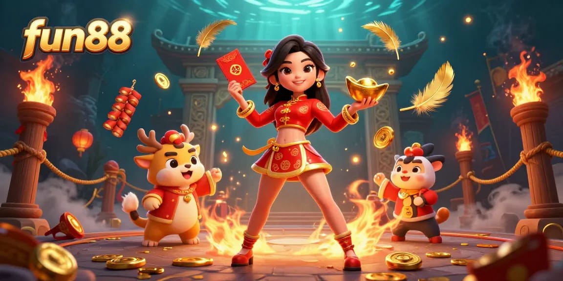 Experience vibrant fun88 gaming with stunning Asian-themed illustration showcasing fortune and excitement.