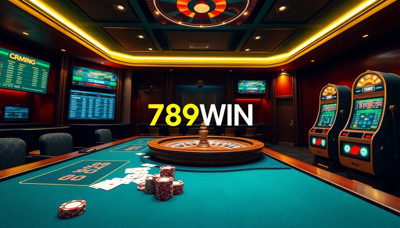 Experience the thrill of gaming at 789WIN with a luxury casino environment featuring poker chips and a roulette wheel.