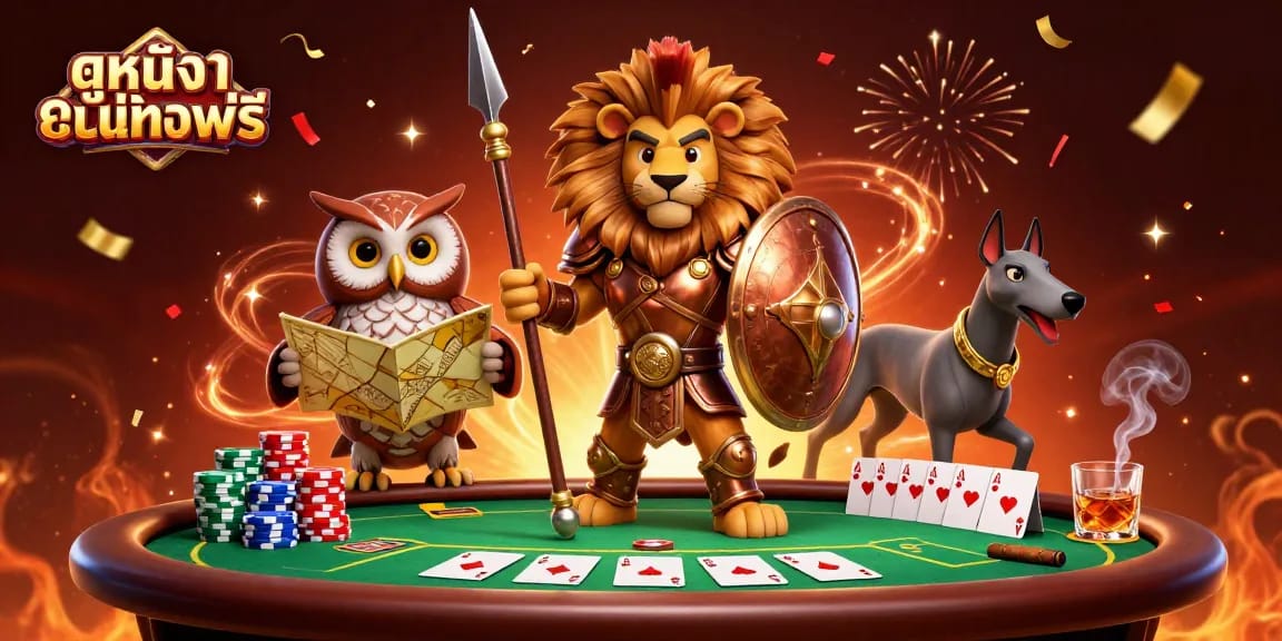 Engage with ดูหนังออนไลน์ฟรี featuring lively characters in a vibrant casino scene filled with gaming action and excitement.