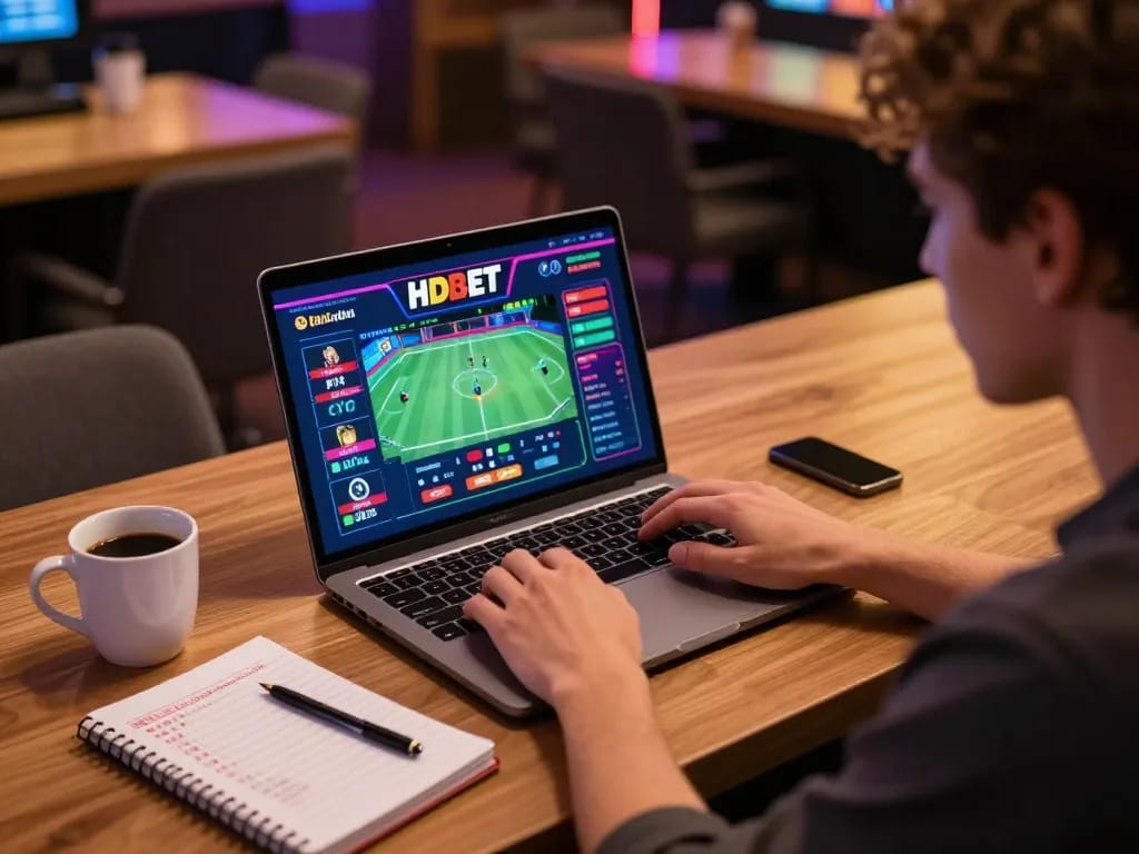 HDBET player engaged in exciting online sports betting with dynamic graphics.