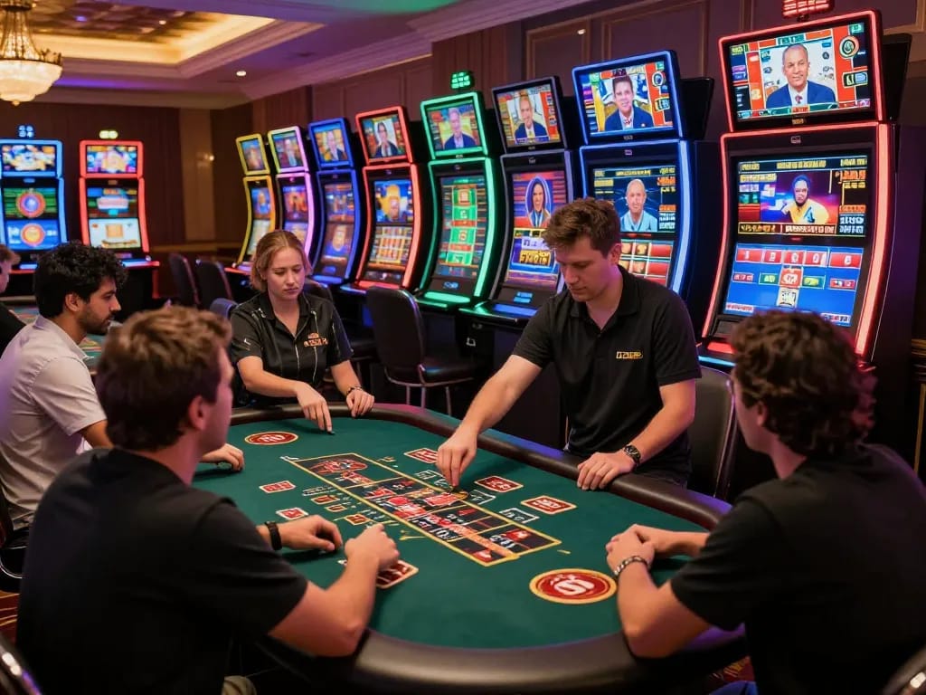 Exciting xin88 online casino scene with live dealers and vibrant gaming tables.