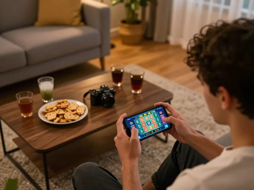 Taking bets in an exciting tài xỉu online game on a smartphone in a cozy home setting.