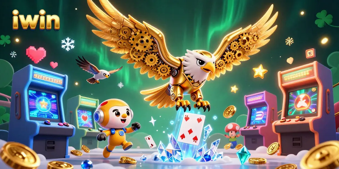 Experience thrilling gameplay at iwin with a dynamic casino scene featuring a golden eagle and colorful game elements.