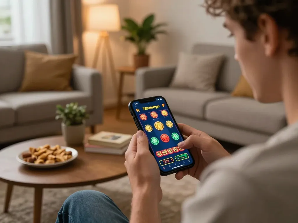 Engaged player experiences live dealer action on 789clubgo mobile app in a cozy home setting.