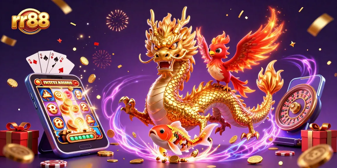 Experience exciting gaming at rr88 with a vibrant casino illustration featuring dynamic characters and elements.