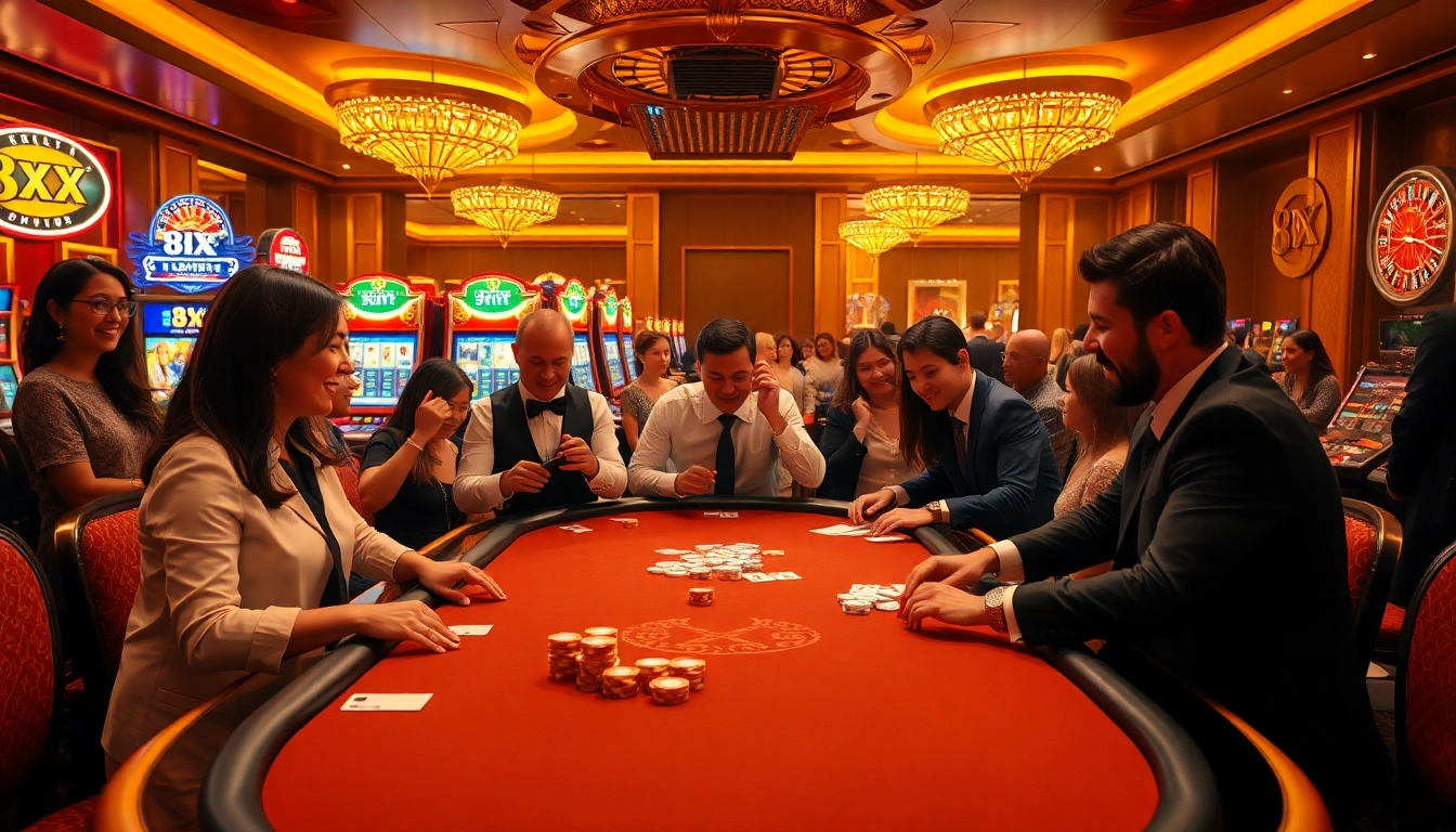Engaging casino scene showcasing the excitement of gambling with the brand 8XX front and center.