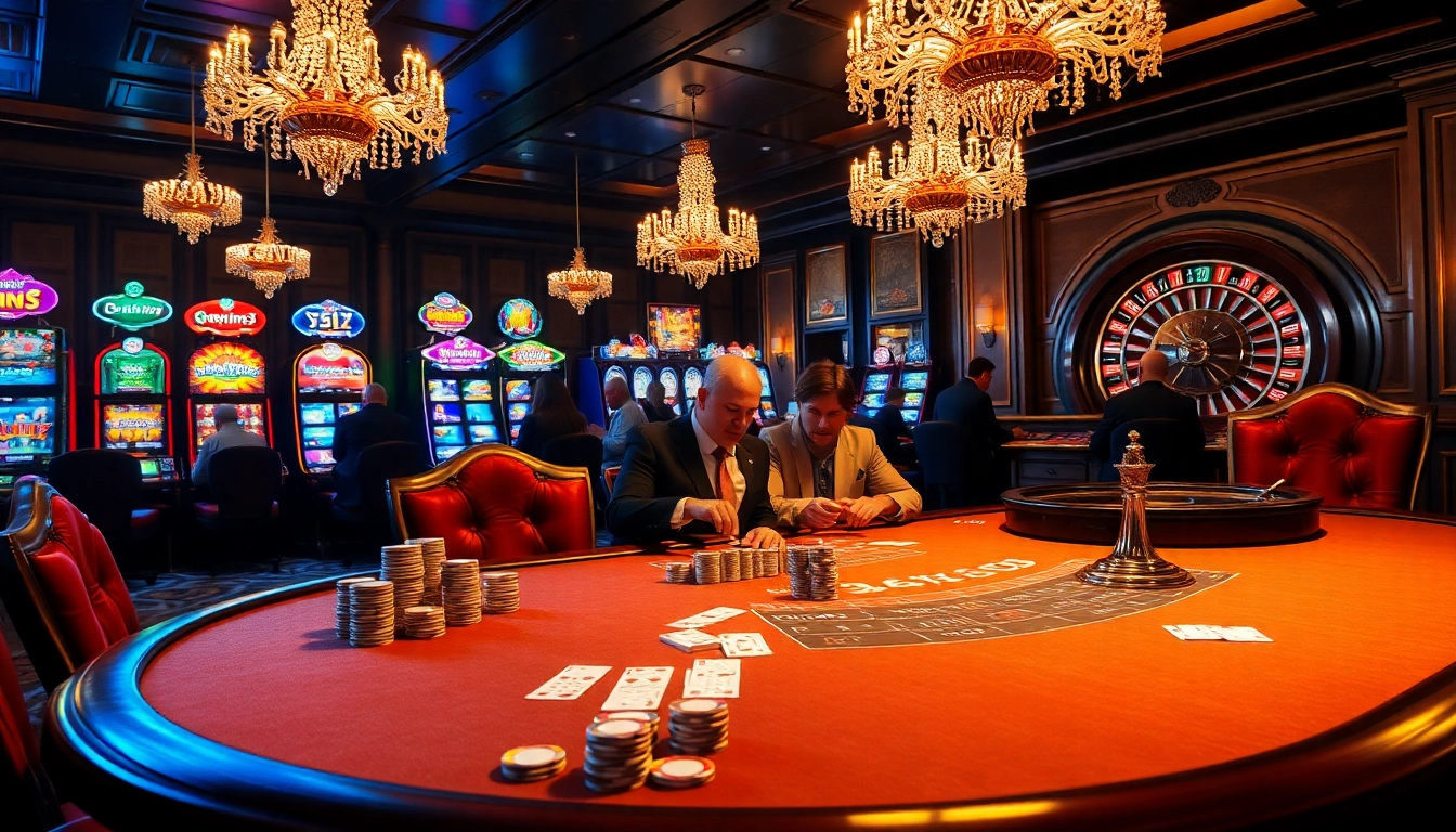 Engaged players at a luxurious poker table in a casino setting featuring 33win33 branding.