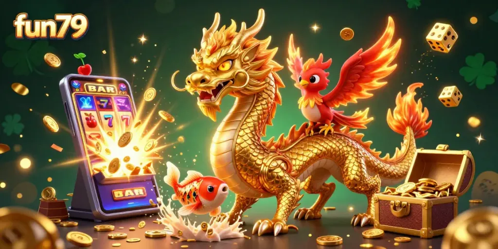 Experience thrilling wins at fun79 with vibrant casino games, golden dragons, and jackpot excitement!