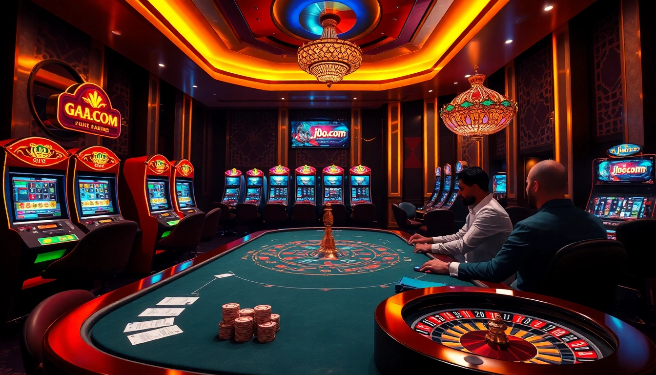 Experience thrilling gameplay at jbo.com with vibrant casino tables and excited players.