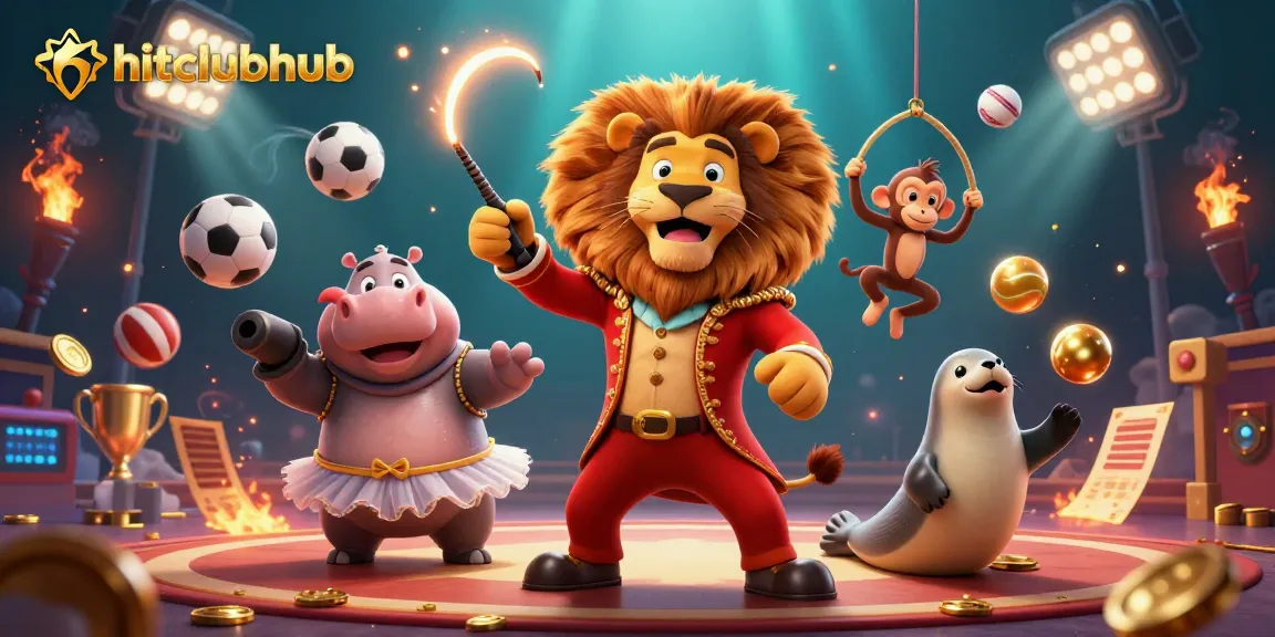 Join the excitement at hitclubhub with dynamic sports elements and casino characters in a vibrant atmosphere.