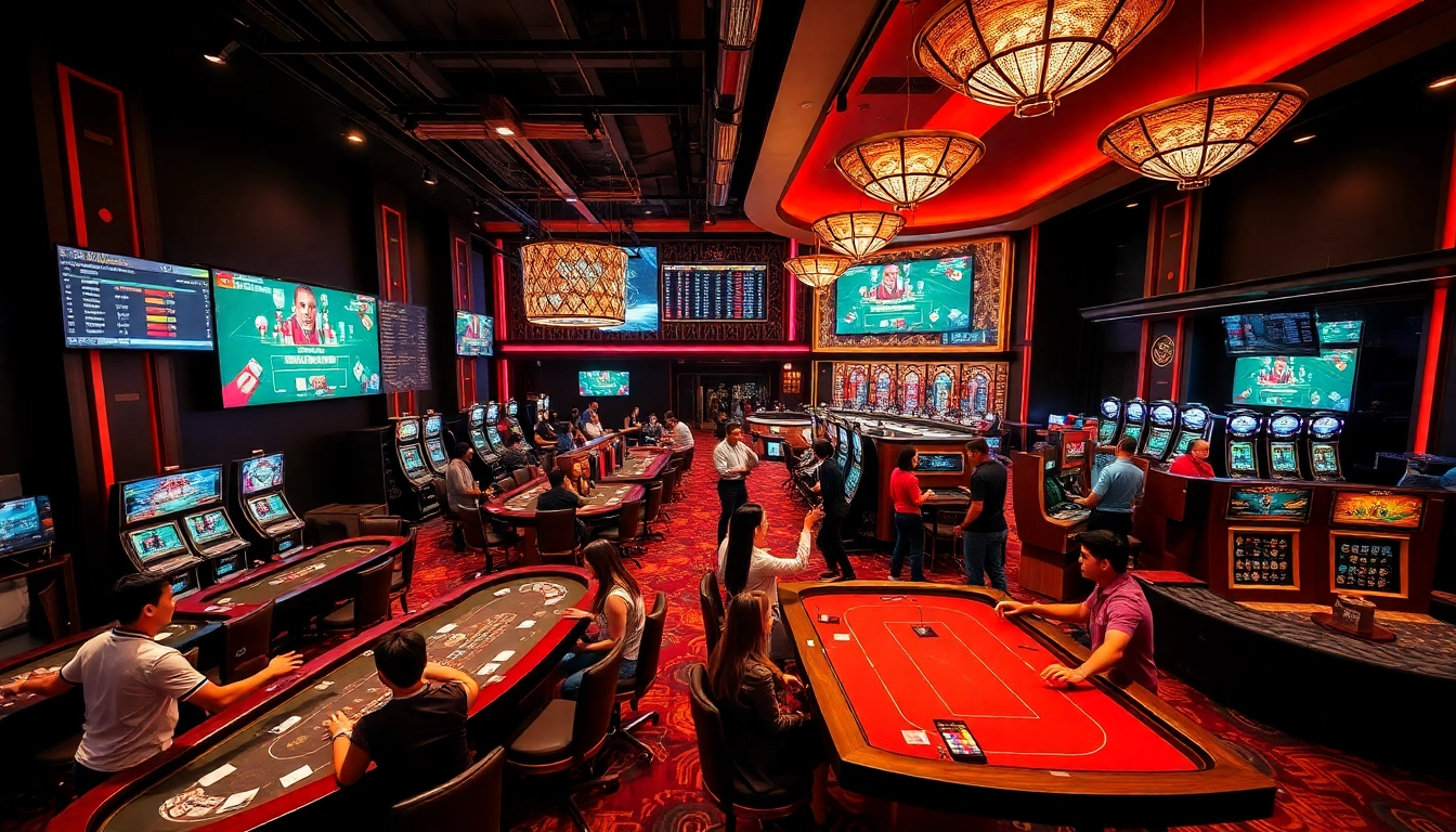Experience the excitement of online gambling at winvn88.live with vibrant casino scenes and enthusiastic players.