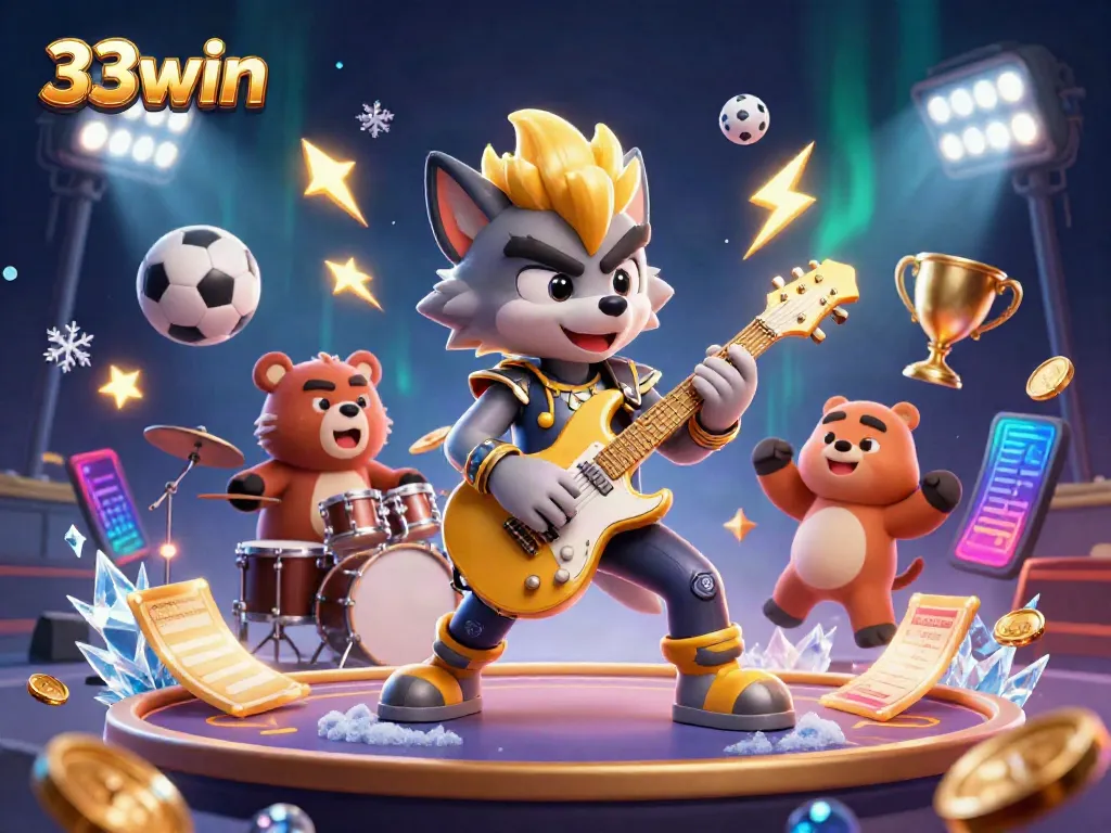 Experience thrilling wins at 33win with dynamic gameplay and energetic characters in a vibrant casino scene.