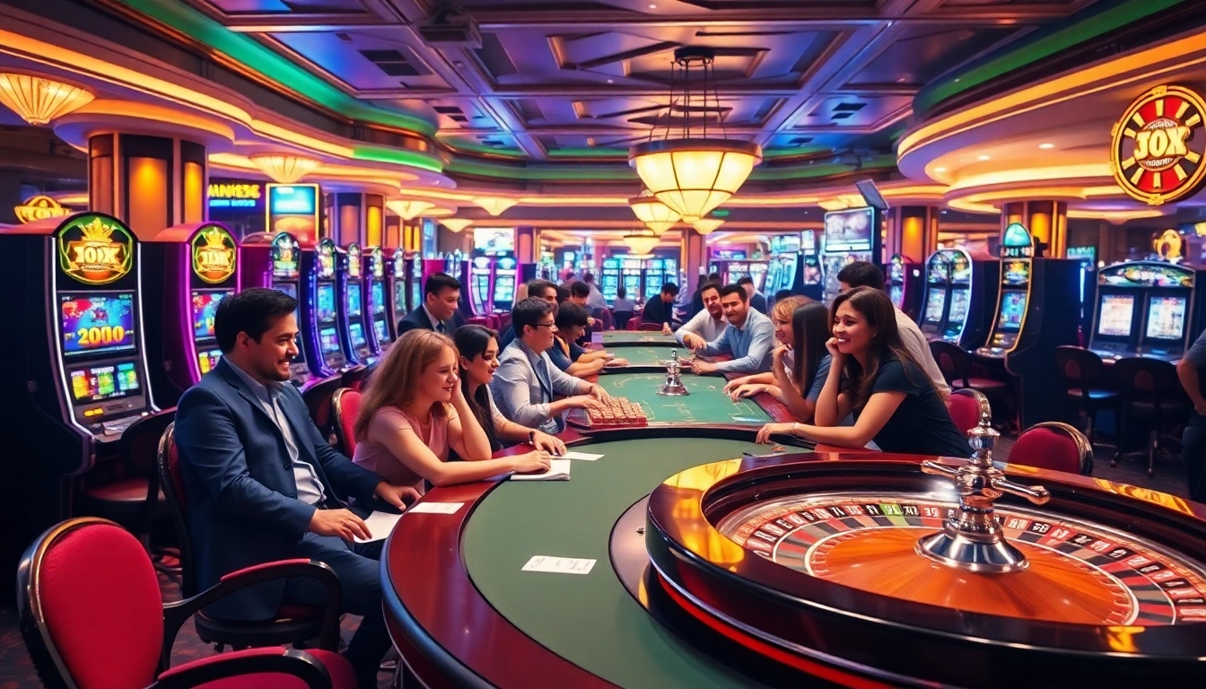 Exciting gaming scene at https://79kingvip.autos with vibrant slot machines and eager players.