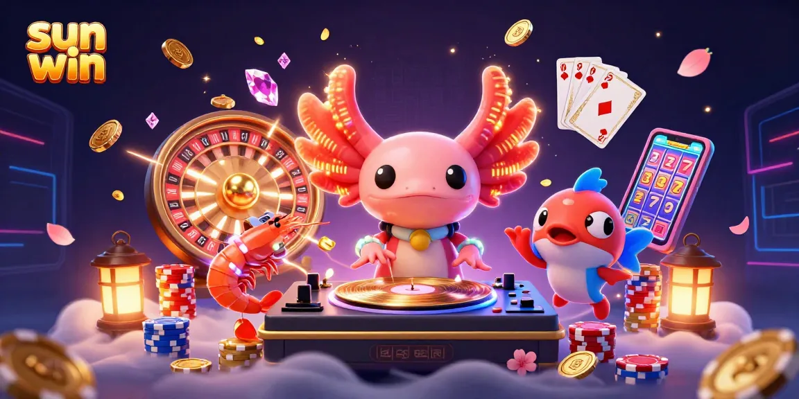 Experience the excitement of sun win with vibrant 3D casino characters and action-packed game elements.