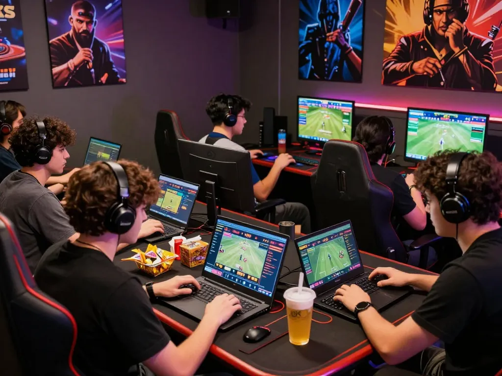 Participants enjoying BK8 online games and sports betting in a lively gaming environment.