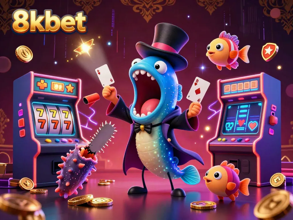 Experience the magic of 8xbet with a vibrant casino-themed underwater scene featuring enchanting characters.