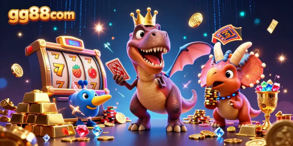 Experience exciting gameplay at gg88com with vibrant characters in a dynamic casino setting.
