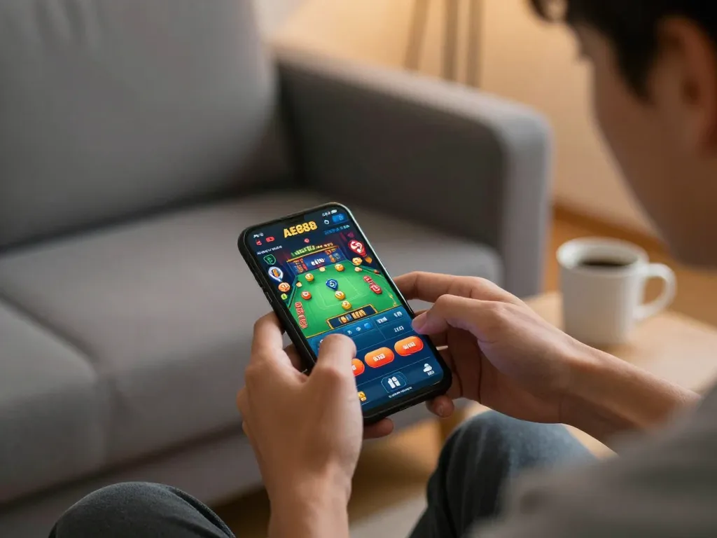 Engaging mobile gaming experience with the AE888 app showcasing live betting action