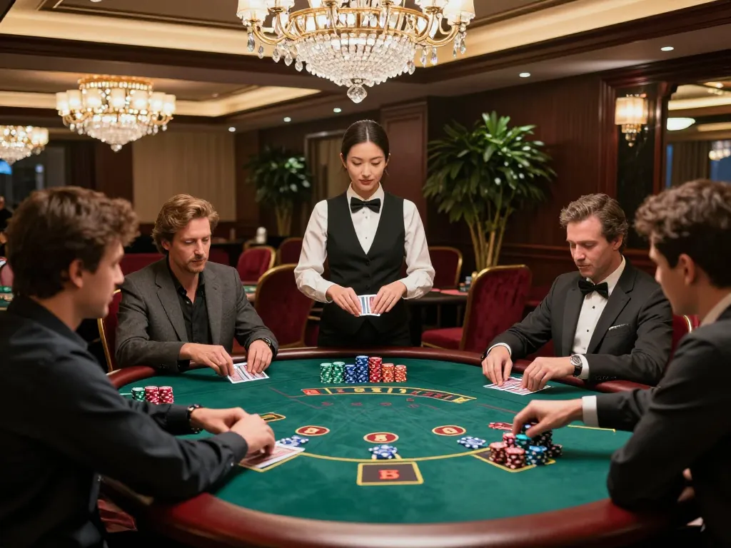 Engaged players at five88 blackjack table strategizing for better odds.
