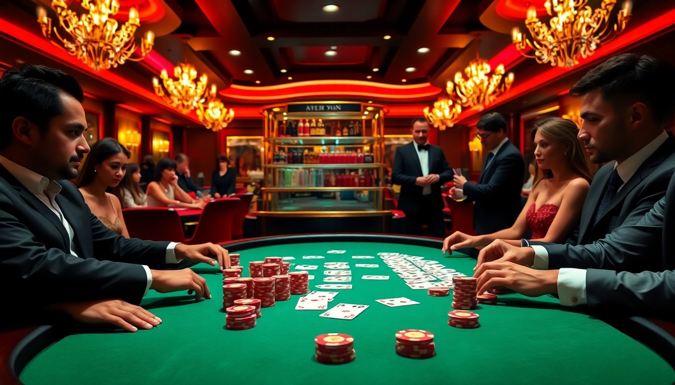 Exciting poker game at https://bem88.com with vibrant chips and professional dealers.