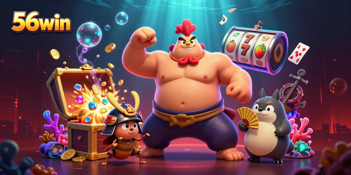 Experience big wins at 56win with vibrant casino excitement in an action-packed scene.