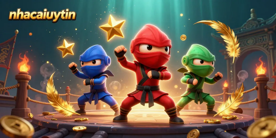 Experience thrilling adventures with nhacaiuytin as ninja chameleons engage in synchronized martial arts amidst a vibrant casino backdrop.