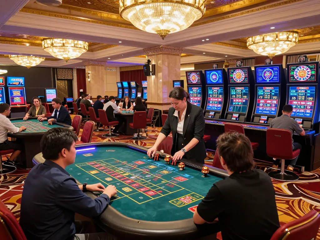 Experience thrilling roulette betting at Jun88 amid vibrant casino atmosphere.