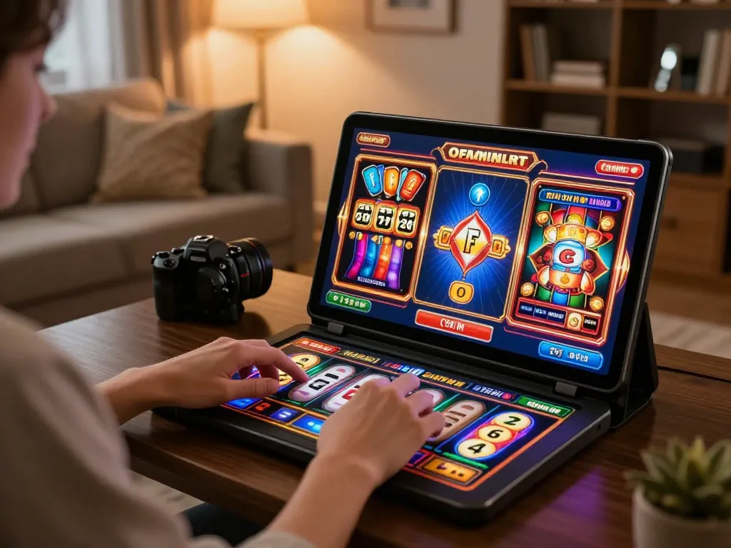 Engaging in Slot Malaysia games on a modern tablet in a cozy home setting