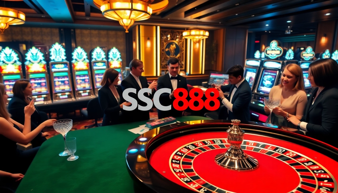 Experience the thrill of the SC88 casino with players betting at a roulette table.