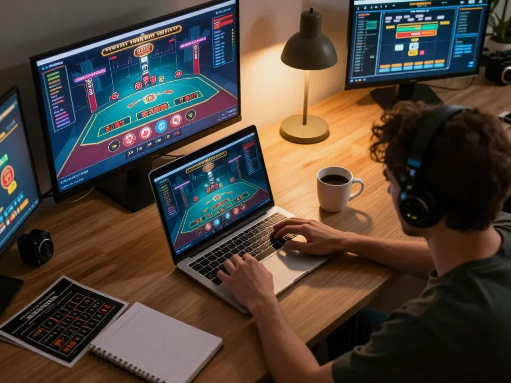 Engaged player using LV88 platform for an immersive online blackjack experience.