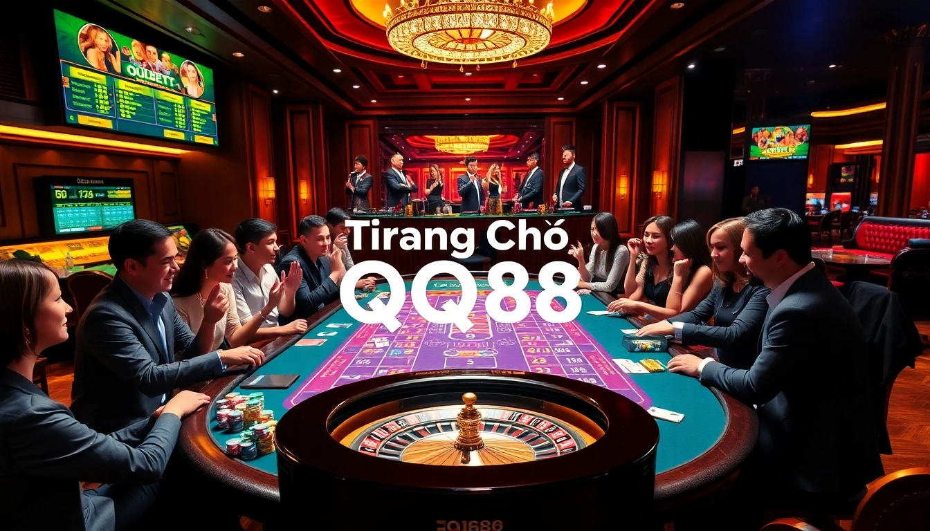 Experience the thrill of Trang Chủ QQ88 at an exciting casino table with vibrant games and professional atmosphere.