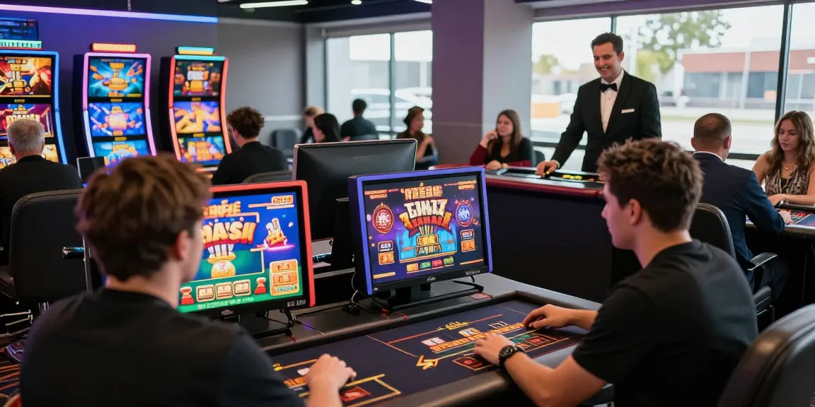 New online casinos UK offer exciting gaming experiences with diverse players enjoying modern slots and live games in a vibrant atmosphere.