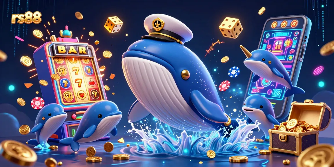 Experience rs88's vibrant gaming world with a whale, narwhal, and dolphins in a jackpot scene.