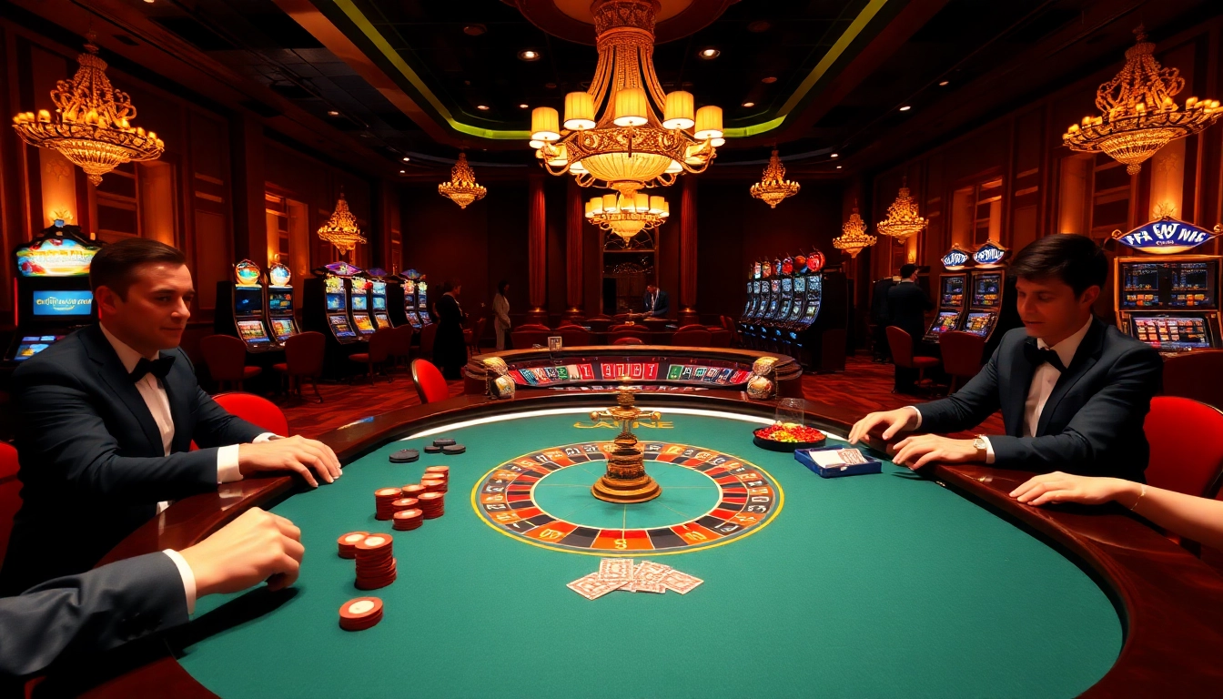 Experience the excitement of gambling at https://luongsontv5.com/ with a luxurious casino scene of roulette and poker.