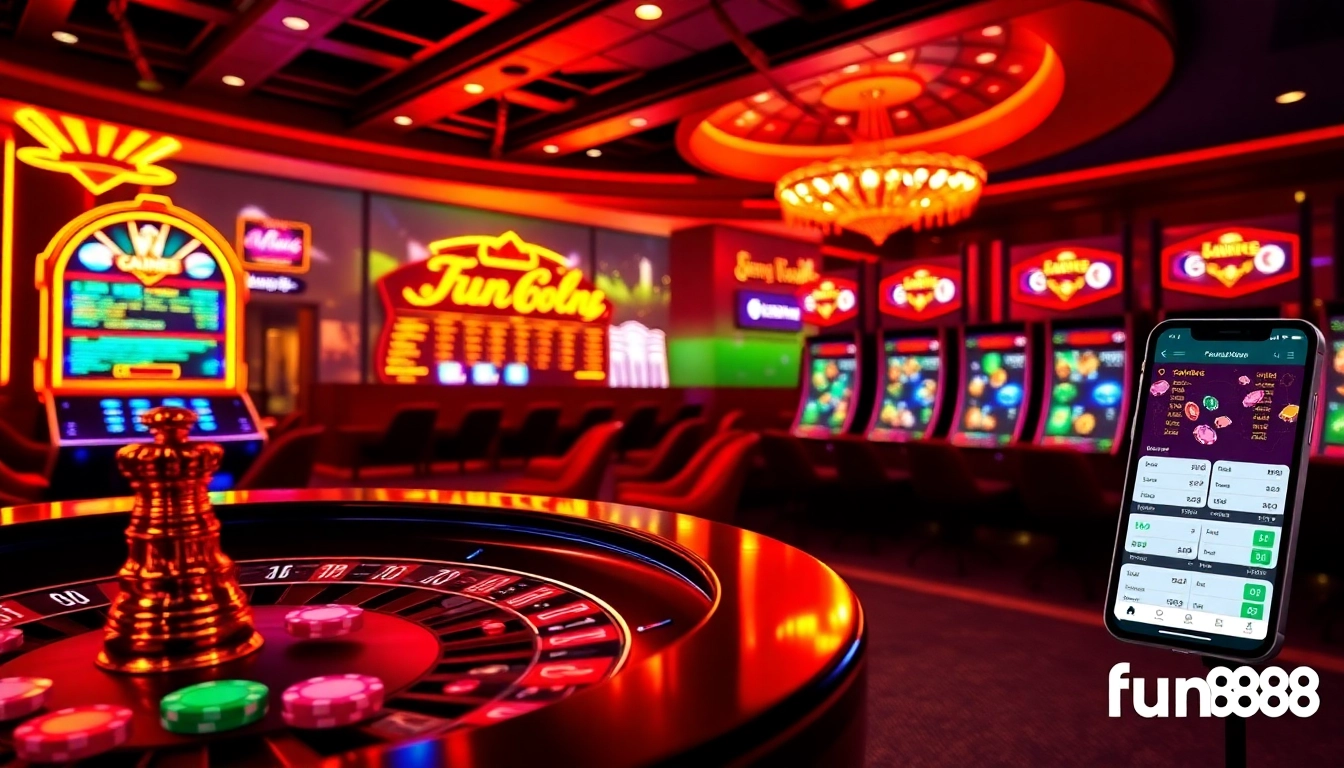Betting excitement at หน้าหลัก fun88 with roulette and slot machines.