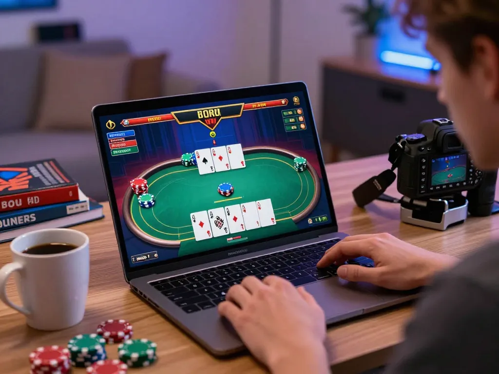 Experience giant wins with 789win while playing poker online in a cozy home office setup
