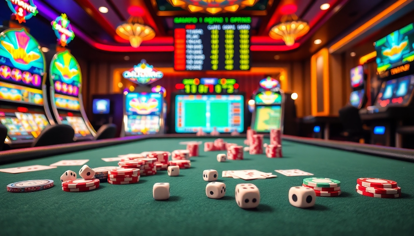 Experience thrilling gaming action at https://debet678.com/ with vibrant slot machines and poker tables.