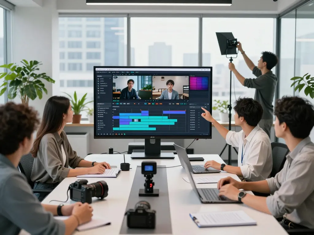 Content creators using seedance 2.0 ai for advanced video production in a modern office environment.