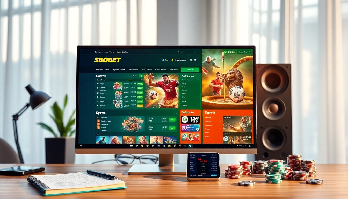 SBOBET.dance interface showcasing vibrant online betting options, including sports and casino games.