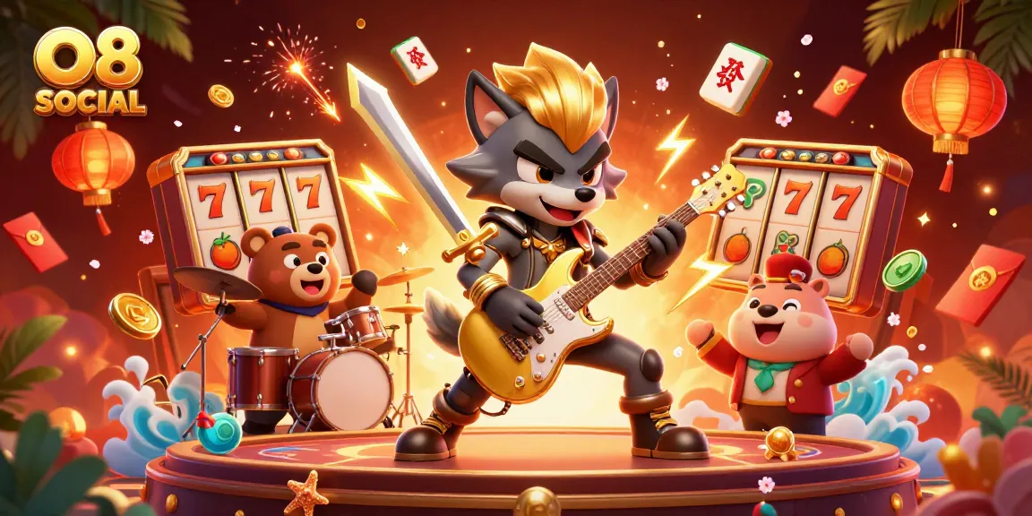 Spin and win at O8 SOCIAL with immersive 3D casino characters in a vibrant gaming scene.