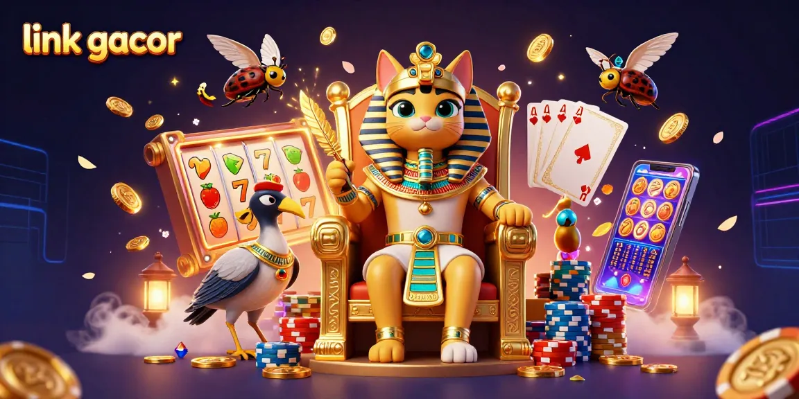 Experience thrilling action with the lively link gacor scene featuring vibrant slot reels and charming characters.
