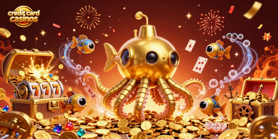 Experience the thrill at credit card casinos with a vibrant underwater scene filled with treasures.