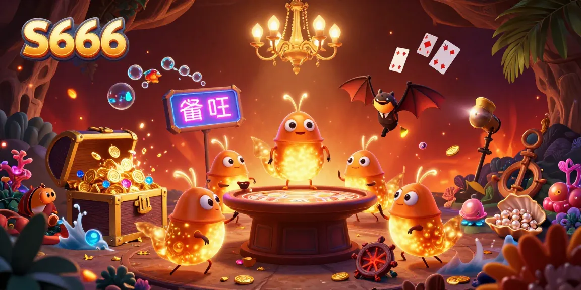 Experience the thrill of S666 as glowworms light up a vibrant cave casino scene.