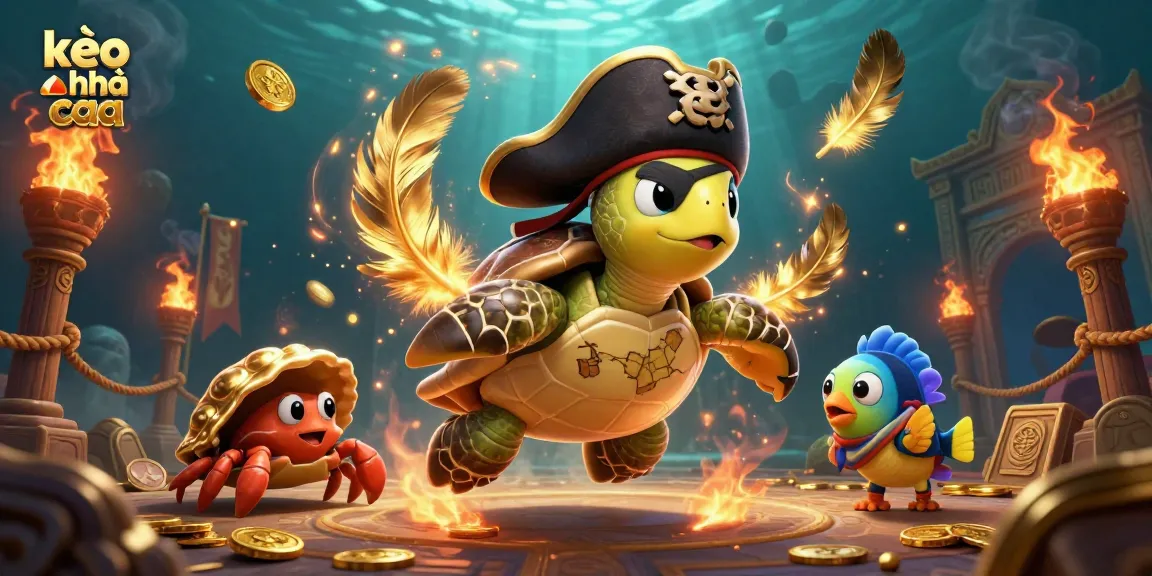 Play kèo nhà cái with a vibrant 3D illustration featuring pirate-themed characters and treasure elements.