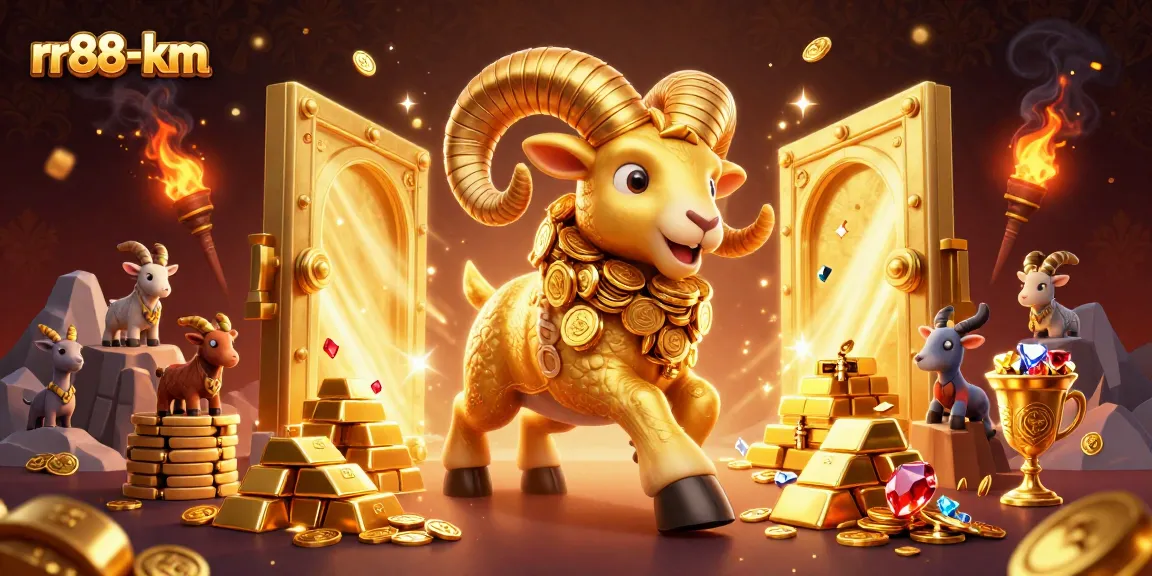 Experience thrilling action with the rr88-km golden ram charging through a dazzling casino scene.