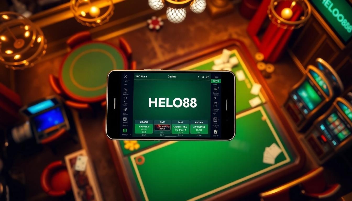 Experience the excitement of gambling with HELO88's professional online interface showcasing casino tables.