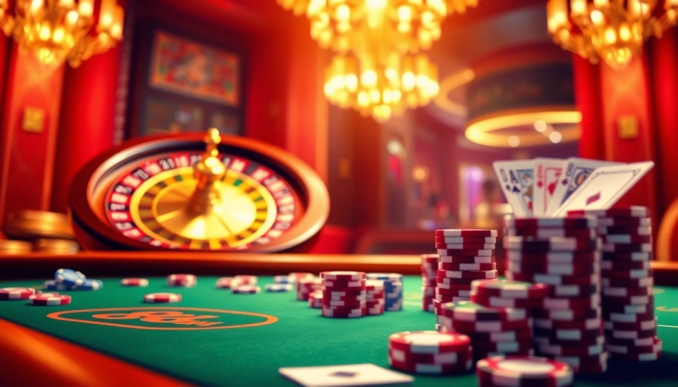 Engaging 98win online casino scene featuring blackjack and roulette, exuding luxury and excitement.